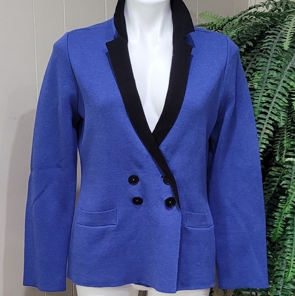 Nic Zoe Blue Black Color Block Sweater Blazer Women’s Sz PM - Picture 5 of 9